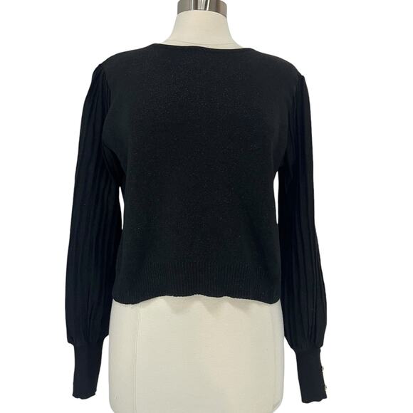 NANETTE LEPORE Black Long Sleeve Ribbed Sweater SZ LG - Picture 1 of 10
